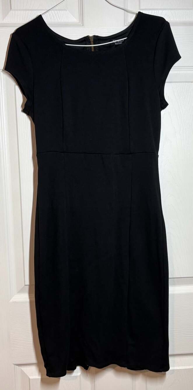 Joe & Elle Black Cap Sleeve Sheath Dress with Full Back Gold Zipper Size L